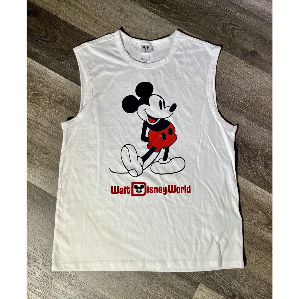 Disney Mickey Mouse Shirt Mens Small White Walt Disney World Tank‎ Top Tee